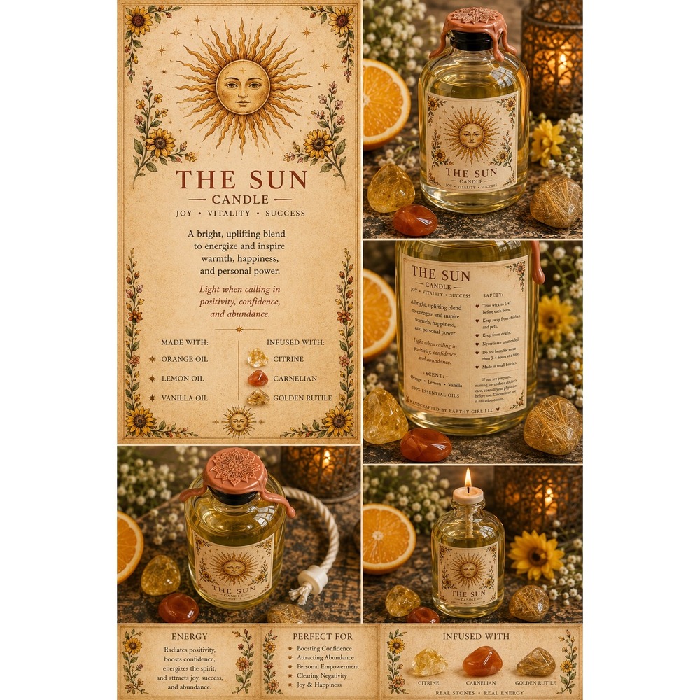 The Sun Tarot Ritual Oil Candle